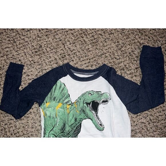 Carter's boys white/blue‎ dinosaur long sleeve shirt size 8 - Picture 4 of 5